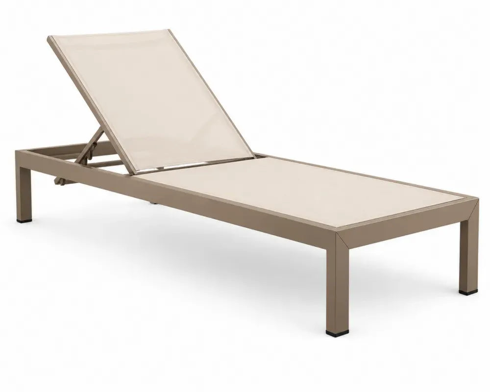 Sonnenliege Gartenliege verstellbar rechteckig Aluminium Taupe Beige mit PVC-beschichtetem Polyester 198 x 65 x 94 cm