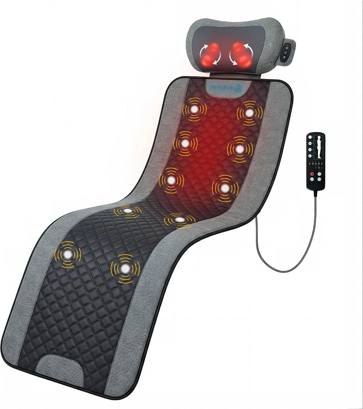 Shiatsu-Nackenmassagegerät, Massagematte, Massageapparat für Nacken und Rücken, 5 Programme, 2 W, Wärmefunktion, für Ganzkörpermassage, COMFIER