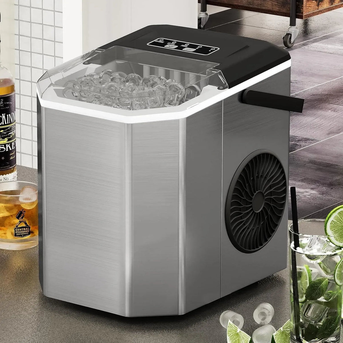 Eiswürfelmaschine, Camping, Edelstahl, Silber, schnell 6 Minuten 9 Bullet Ice Produktion