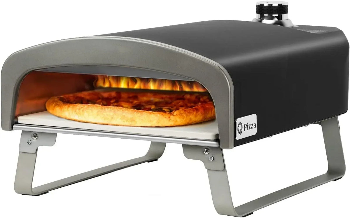 Elektrischer Pizzaofen, 33cm, 50 mbar, 500°C, Ofen zum Backen, Q Pizza Pizzaofen Gas mit Regulator und 33cm Pizzastein