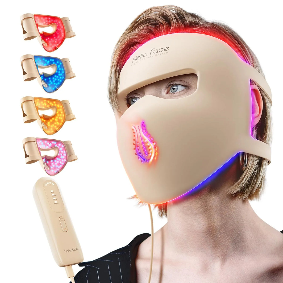 LED-Gesichtsmaske, Lichttherapie für schnurlose Photonen-Technologie, 4D Rotlichttherapie Maske, 311 LEDs, 851 nm Infrarot Lichtwellen