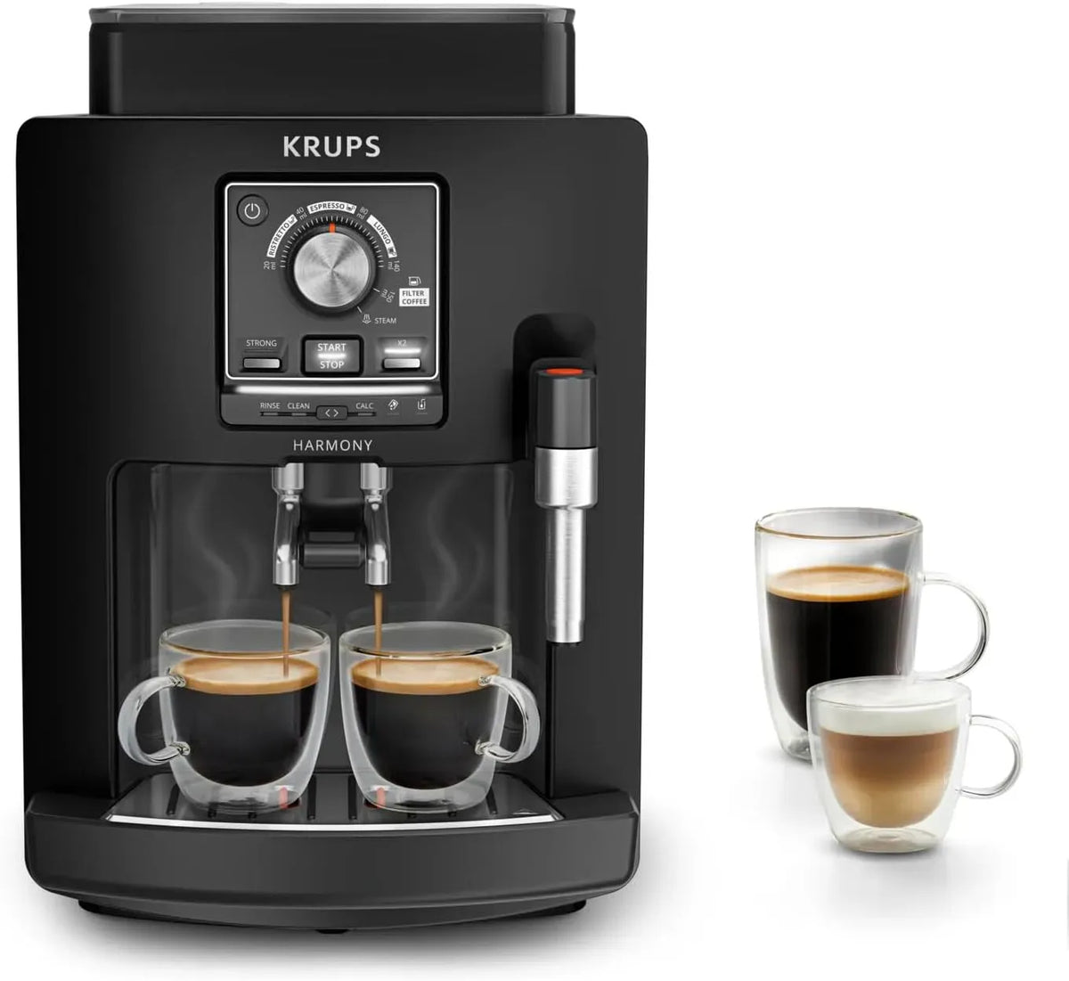 Krups Kaffeevollautomat, automatische Kaffeemaschine, Harmony Kaffeevollautomat mit Milchaufschäumdüse
