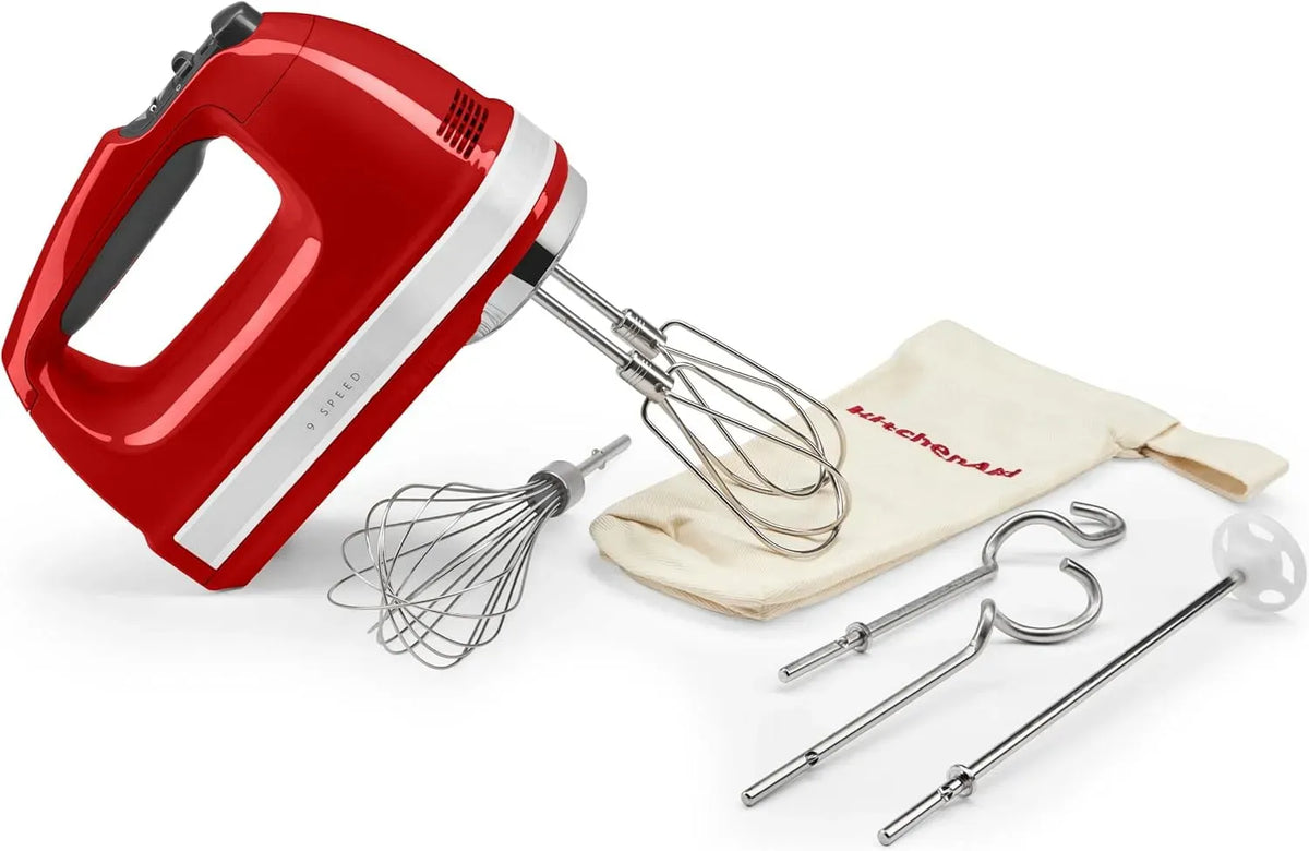 KitchenAid Gerätezubehör, 85 W, leise, Rot, 85W leiser DC-Motor mit Sanftanlauf, Handmixer 9 Stufen