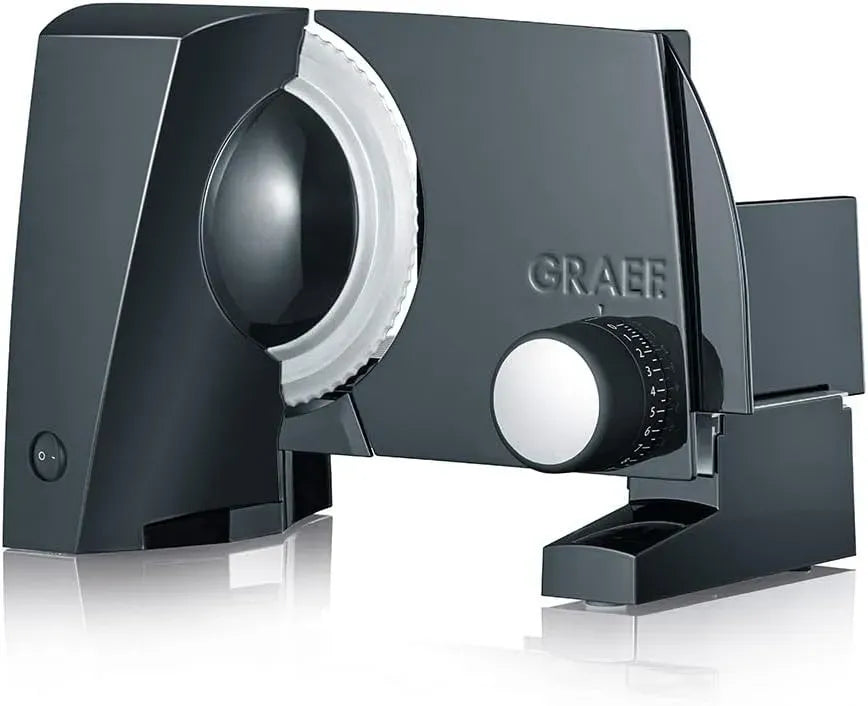 GRAEF S10002 SKS100 Edelstahl-Wellenschliffmesser, Energiesparmotor, Allesschneider, Schneidemaschine für Lebensmittel, 170 W, 170 mm, 20 mm