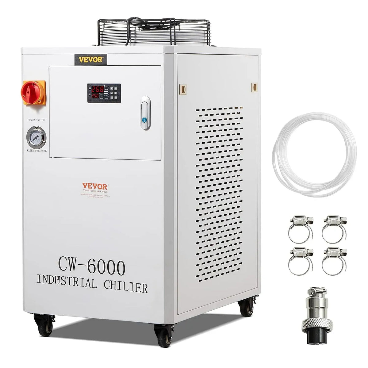 VEVOR CW6000 CO2-Lasergravurmaschinen Wasserkühler, Kühlmaschine, 15 L, 1500 W, 65 L, Industrie, großer Wassertank