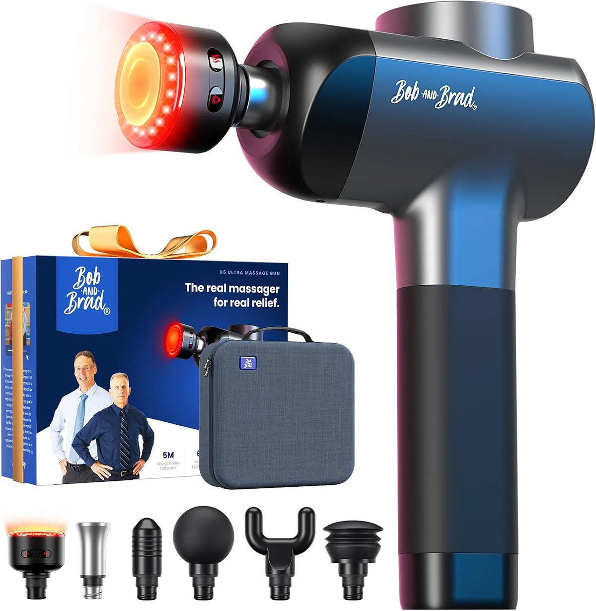 Massagepistole, Muskelmassagegerät, elektrisches Handmassagegerät, 11 mm, Wärmefunktion, für Muskelentspannung und Sportregeneration, BOB AND