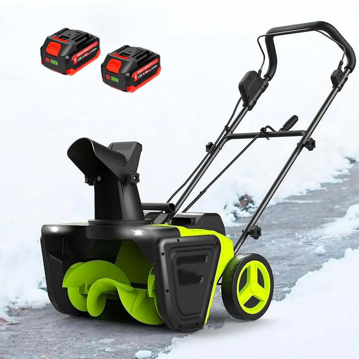 40-V-Akku-betriebener 2Battery Bürstenlosmotor, Schneefräse, Schneeräumgerät, 50 cm, 7,6 m, LED-Beleuchtung, kabellos