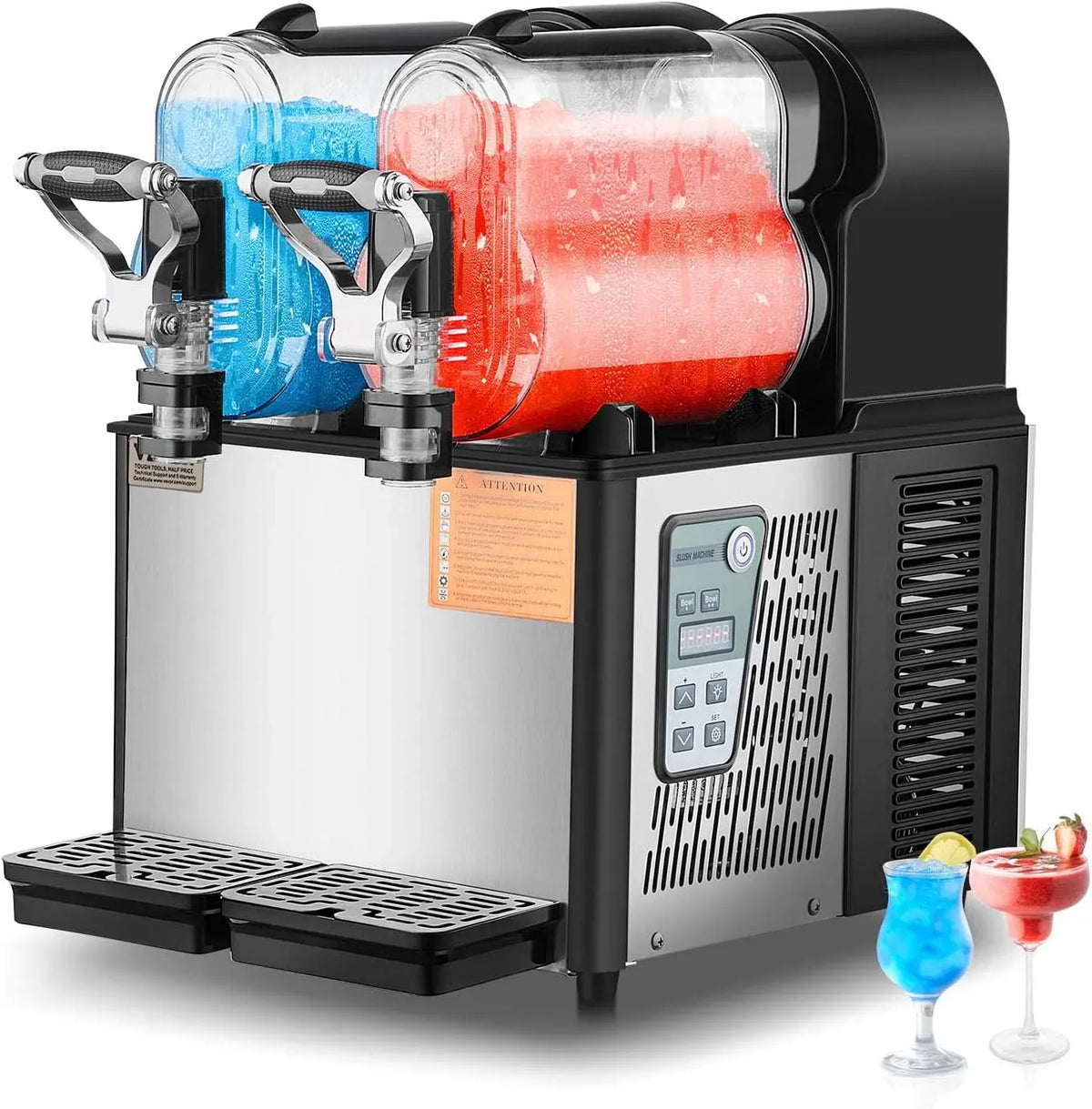 VEVOR Slusheis Maschine, Softeis Maker, Doppeltank-Maschine, Slush-Eis-Maschine, Slush-Eisbereiter, 3 L, 24 Tassen, gewerblich, Restaurant, Schwarz