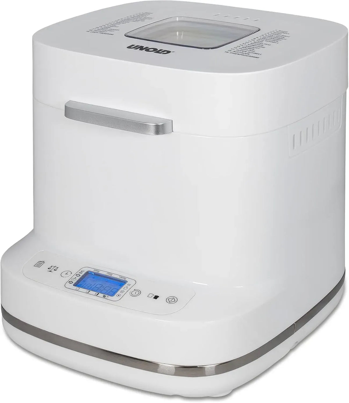 Zeitvorwahl, individuelles Programm, Unold Backmeister Bernd 68120, bis 1000 g Gewicht, 19 Programme, Antihaftbeschichtet, LCD-Display, 550 Watt