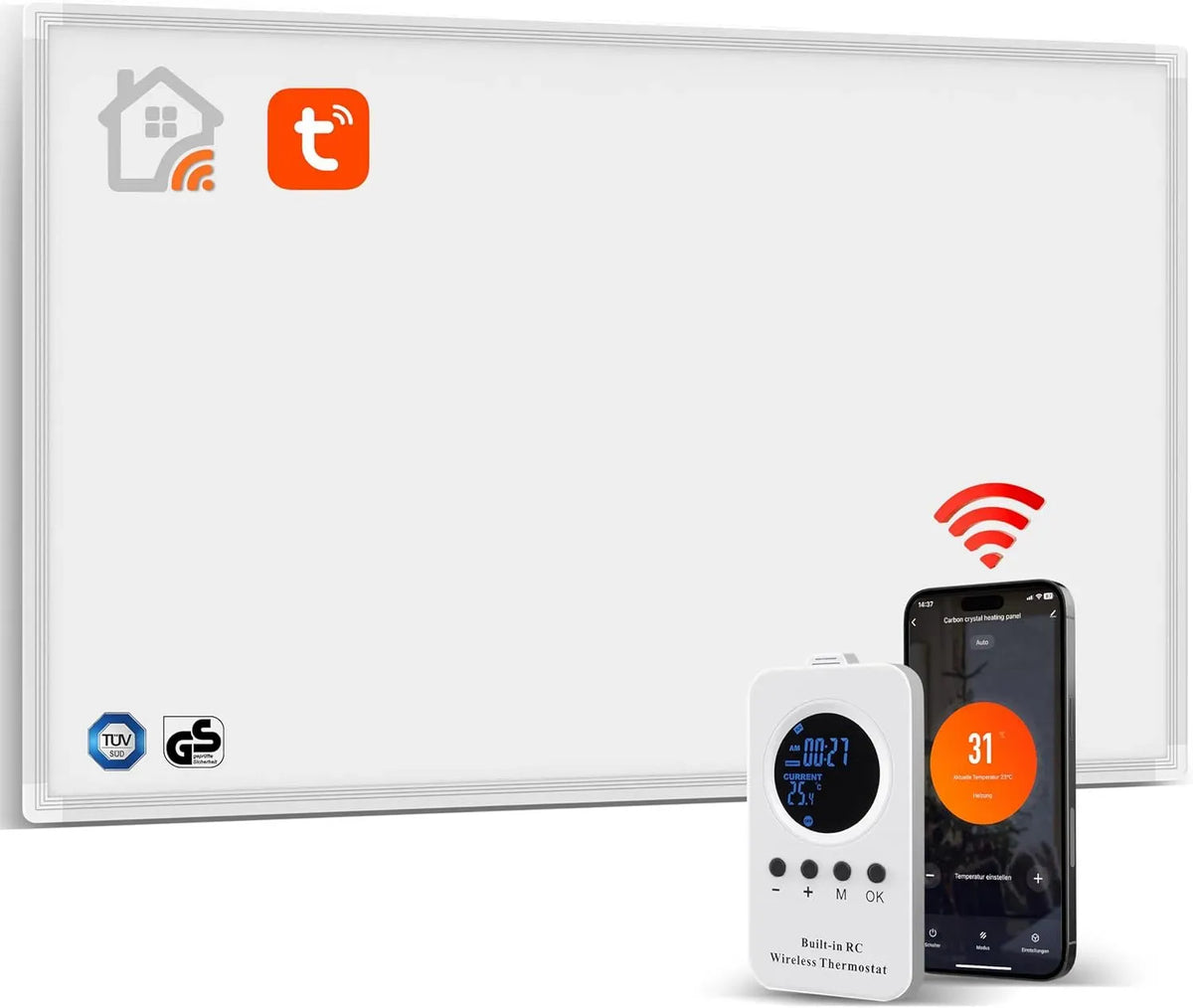 Wandheizung, 600 W, Thermostat, Wärmefunktion, Infrarotheizung