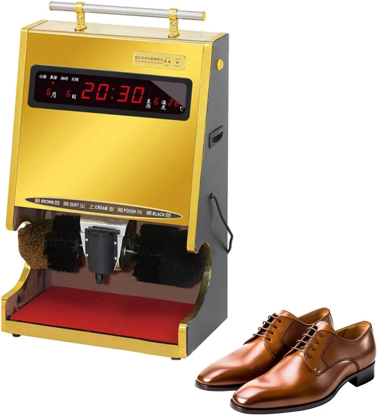 Schuhputzmaschine, Doppelbürste, für Lederschuhe