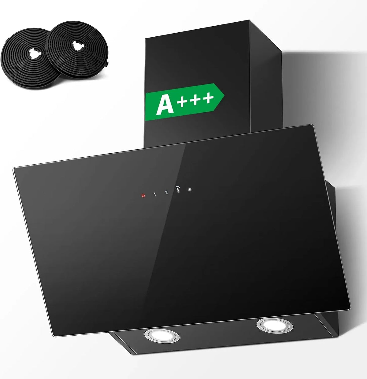 Dunstabzugshaube, 60cm, 800 m³/h, Küchenhaube, TopStrong, kopffrei und schräg, Abluft- und Umluftbetrieb, LED-Beleuchtung, Boost, Touch-Bedienung
