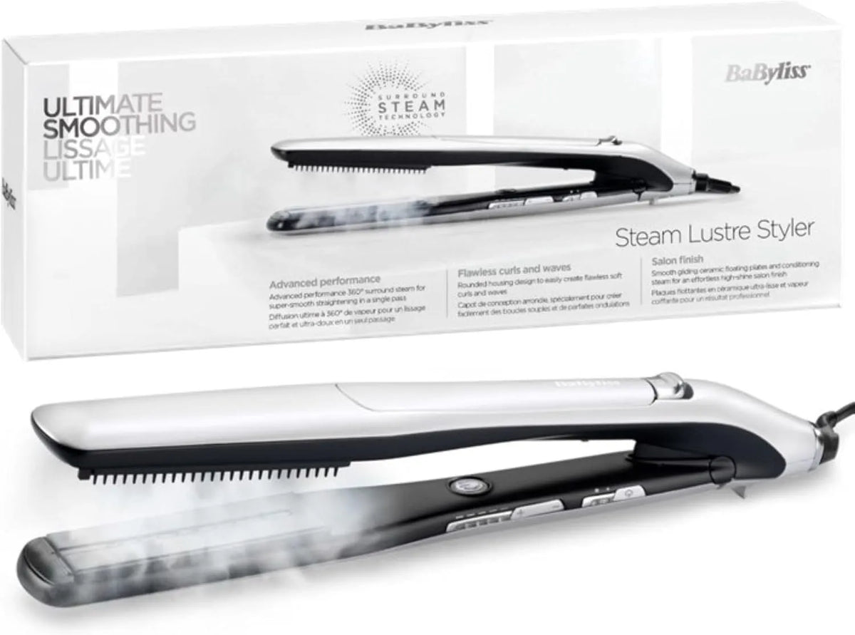 Haarglätter ST595E 1er, Glätteisen, Dampf, Glätteisen für Haare, BaByliss Steam Lustre Styler Dampfglätteisen mit Surround-Steam-Technologie ST595E