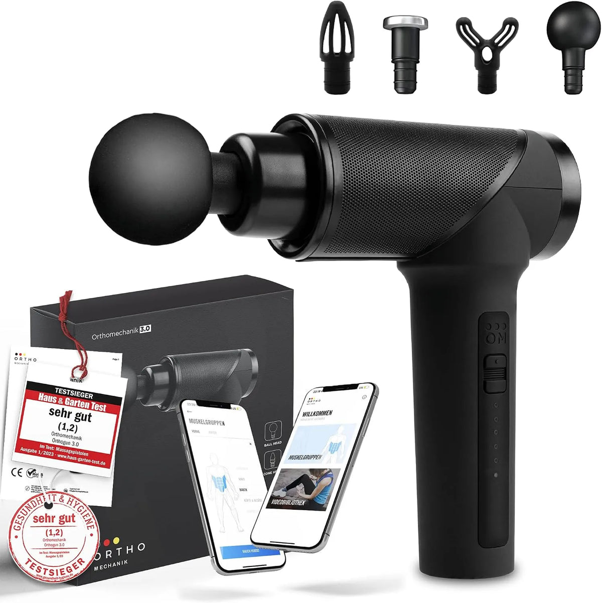 Massagepistole, Koffer, Motor, Muskelmassagegerät, 160 W, für Massage & Entspannung