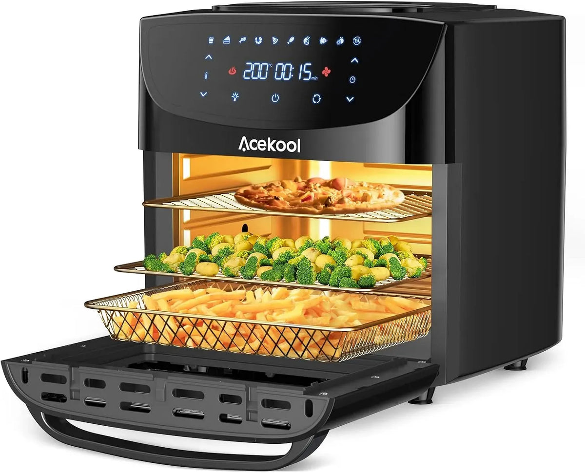 Backofen FT1, 18 L, 1800 W, Touch-Bedienung, LED Digitalem Touchscreen, 18L Heißluftfritteuse XXL, Heissluftfriteuse mit 7 Zubehör