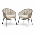 2er Set Gartenstühle mit Armlehnen 58 x 61 x 78 cm PE Seilgeflecht Stahl Beige Creme Schwarz