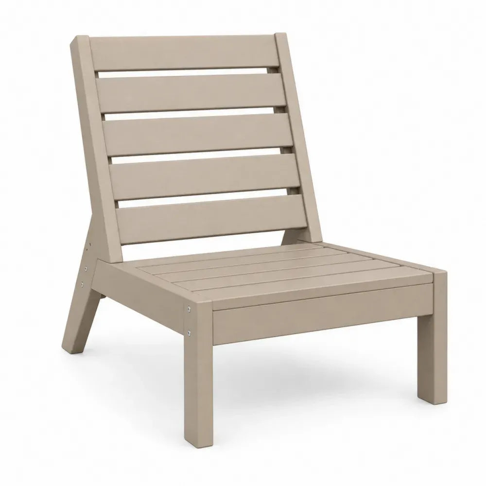 Gartenstuhl ohne Armlehnen rechteckig HDPE-Kunststoff Taupe mit Lattenstruktur 62 x 75 x 88 cm
