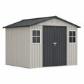 Gartenschuppen Gerätehaus rechteckig aus verzinktem Stahlblech Beige Anthrazit Weiß 319 x 277 x 225 cm mit Doppeltür und 2 Fenstern