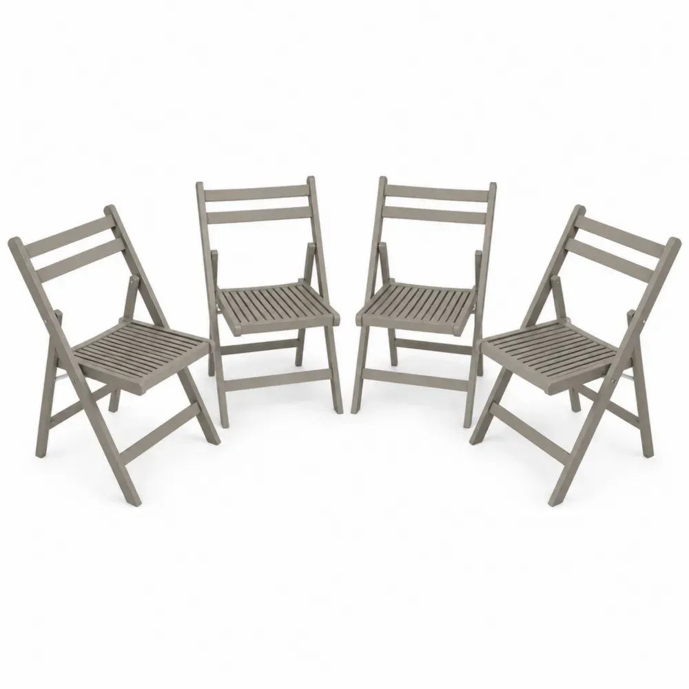 Gartenstuhl 4er Set Klappstuhl ohne Armlehnen Akazienholz Grau Taupe mit Lattenstruktur je 46 x 58 x 86 cm