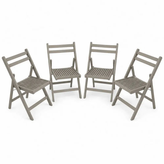 Gartenstuhl 4er Set Klappstuhl ohne Armlehnen Akazienholz Grau Taupe mit Lattenstruktur je 46 x 58 x 86 cm