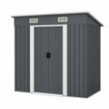 Gartenschuppen Gerätehaus rechteckig aus verzinktem Stahlblech Anthrazit Weiß 213 x 127 x 185 cm mit Schiebetür und Lüftung