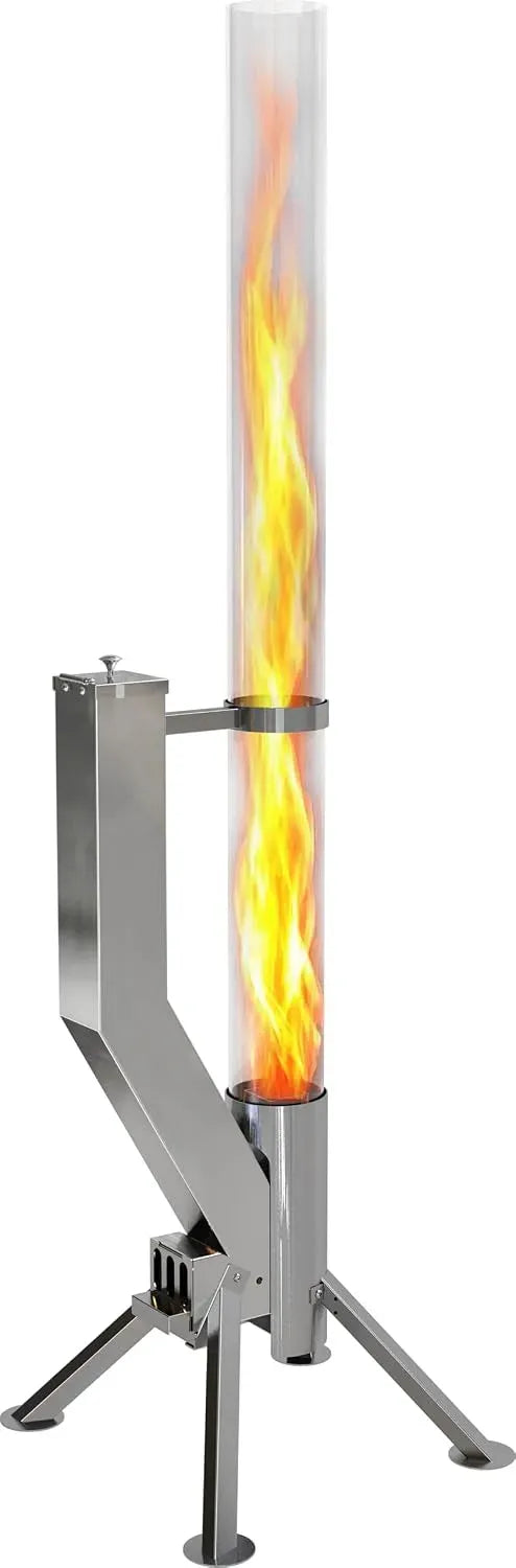Reinigungsbürste, Feuersäule, 1,5 m, Outdoor, Edelstahl, Silber, für Garten & Terrasse, GARDENFLARE