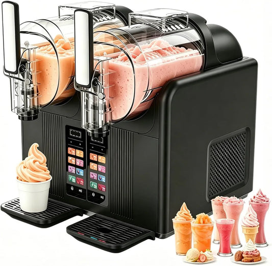 2-in-1 Eismaschine, Speiseeismaschine, Slush-Eisbereiter, Schwarz