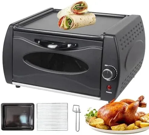 Elektrischer Pizzaofen, 2100 W, Gewerblicher 2-in-1 3-teiligem, Glas, 2 Temperaturzonen