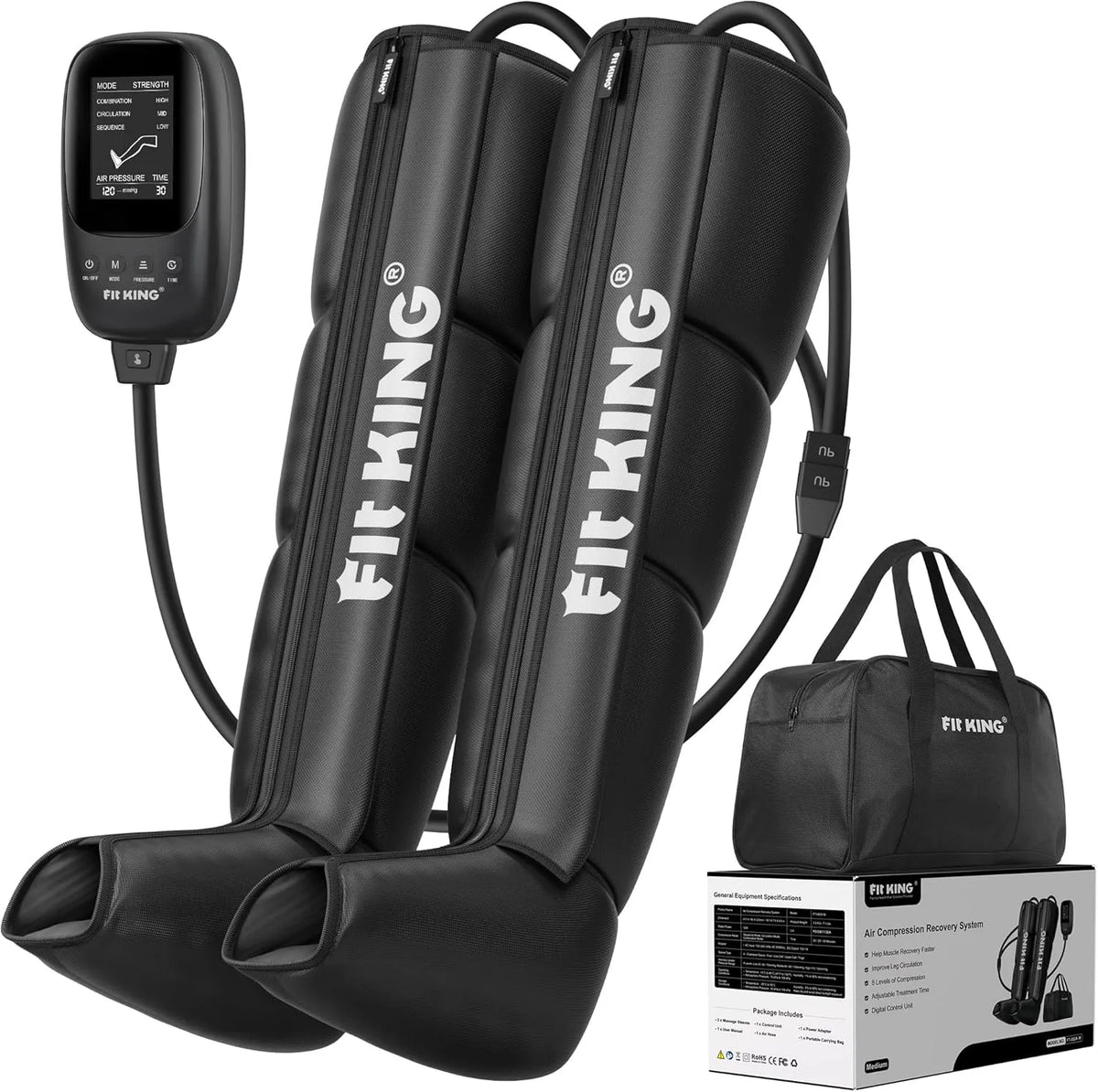 Beinmassagegerät, 3 Modi, für Fuß, FIT KING, Beinmassagegerät mit 8 Intensitätsstufen zur sportlichen Erholung