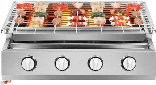 Tischgrill, Gasgrill, elektrischer Tischgrill, Grill mit Gasbetrieb, 56 x 23cm, 23 cm, tragbar, Outdoor, Camping, Edelstahl, für Camping
