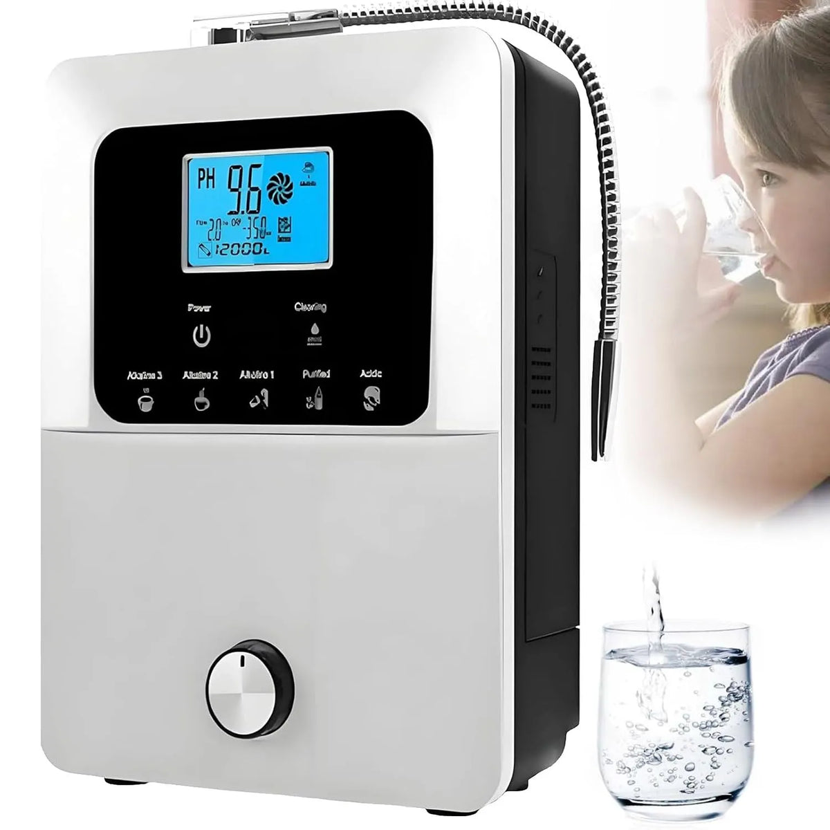 Ionisator Maschine, Wasseraufbereiter, Wassermaschine, Trinkwasserfiltersystem, Silber, für Zuhause