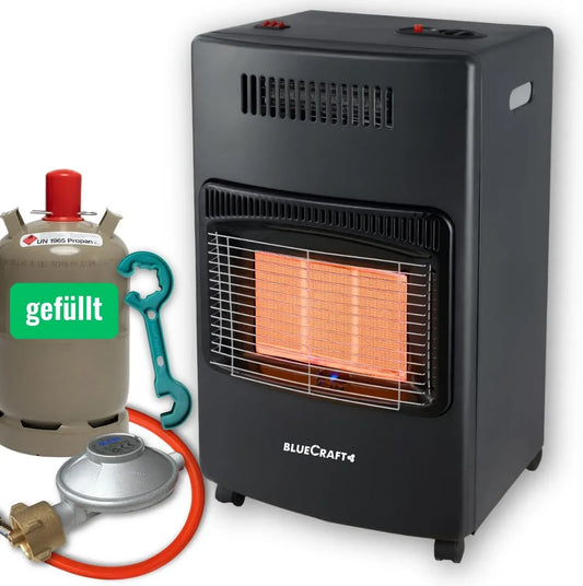 3-in-1 Elektroheizung, Gas-Ofen, Wärmefunktion, Bluecraft