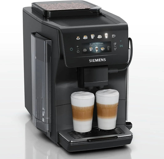 Siemens EQ600 TP601E09 Kaffeevollautomat, Schwarz, XL-Getränke bis zu 480ml, entnehmbare Brüheinheit, Keramikmahlwerk, 6 Getränke