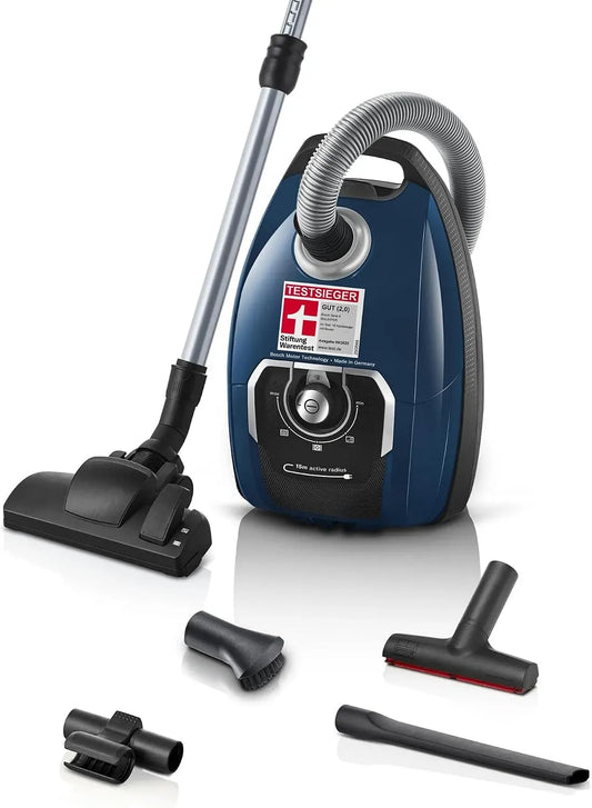 Bosch Serie 8 BGL8XPER Staubsauger, 700 W, Hygiene, leise, Blau, 10 Jahre Motorgarantie, Hygiene-Filter, XXL-Fugendüse, XXL-Polsterdüse