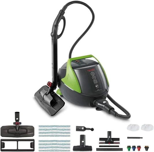 Dampfreiniger, 1100 W, Druckdampf, Schwarz, Polti Vaporetto Pro 95 Turbo Flexi, Maximaler Druck 5 Bar, 14 Zubehörteile im Lieferumfang