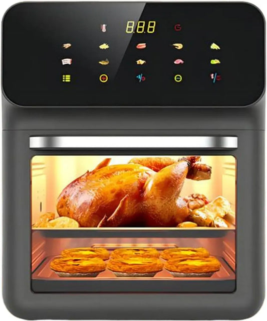 Backofen, 0 bis 200 °C, Ofen zum Backen, Heißluftfritteuse, Tischbackofen Heißluftfritteuse Kombi Familiengröße 2 Roste 0°C bis 200°C