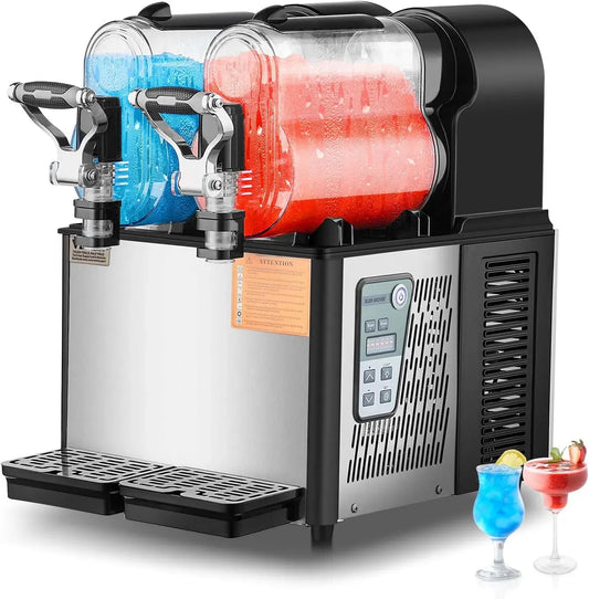 VEVOR Slusheis Maschine, Softeis Maker, Doppeltank-Maschine, Slush-Eis-Maschine, Slush-Eisbereiter, 3 L, 24 Tassen, gewerblich, Restaurant, Schwarz