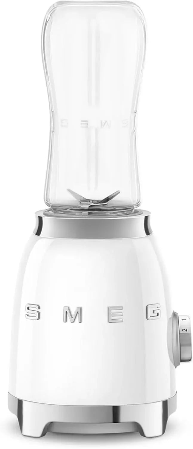 Smeg PBF01WHEU Motorsicherung, Kompakt-Tischmixer, 2 Geschwindigkeitsstufen, 2 x 600 ml Flaschen inklusive, 300W, rutschfester Standfuß, integrierte