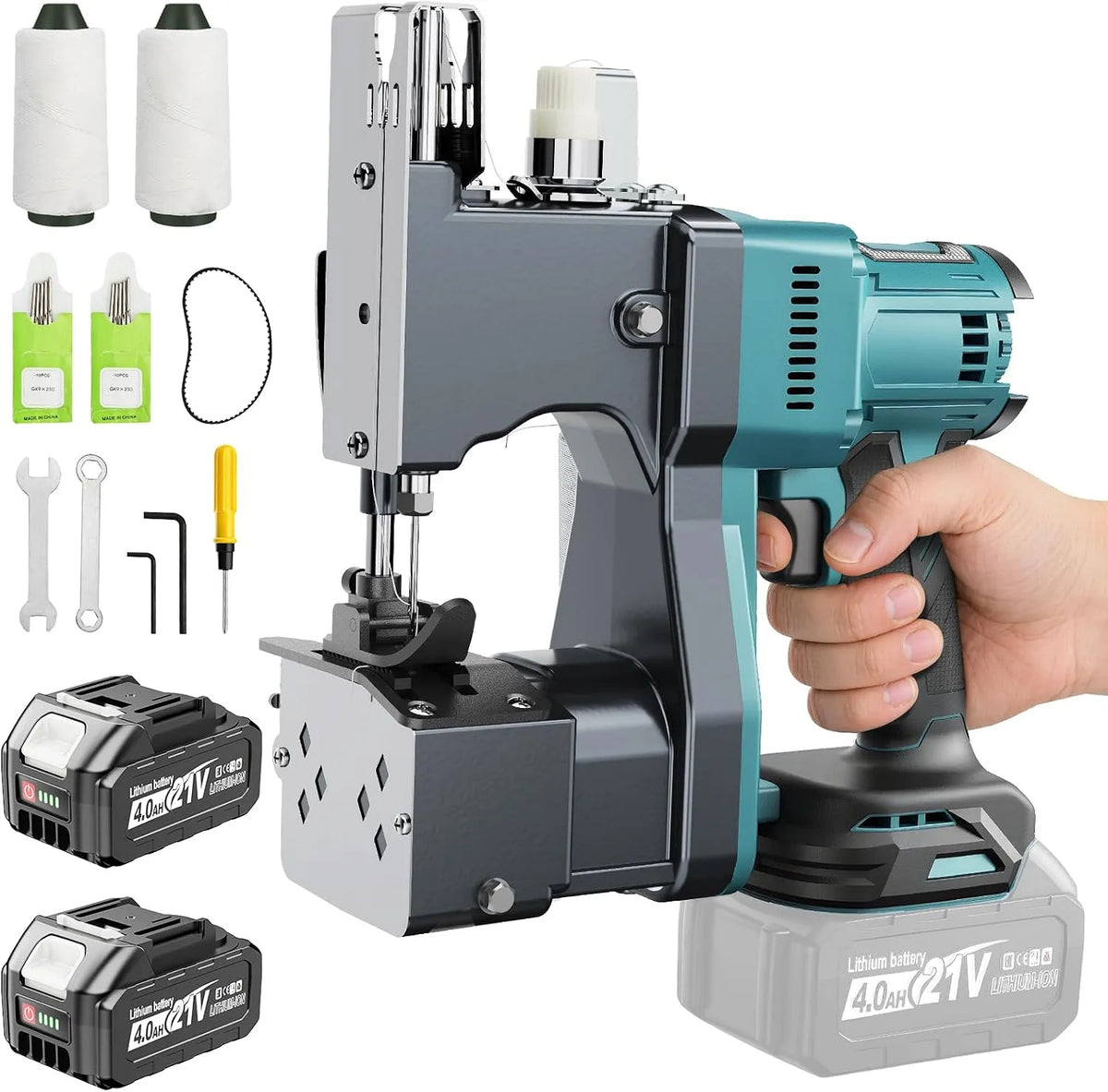 Makita 4.0Ah Sacknähmaschine, Handnähmaschine, Akku, elektrische Nähmaschine, 18 V, 10 mm, tragbar, kabellos, für Sandsack