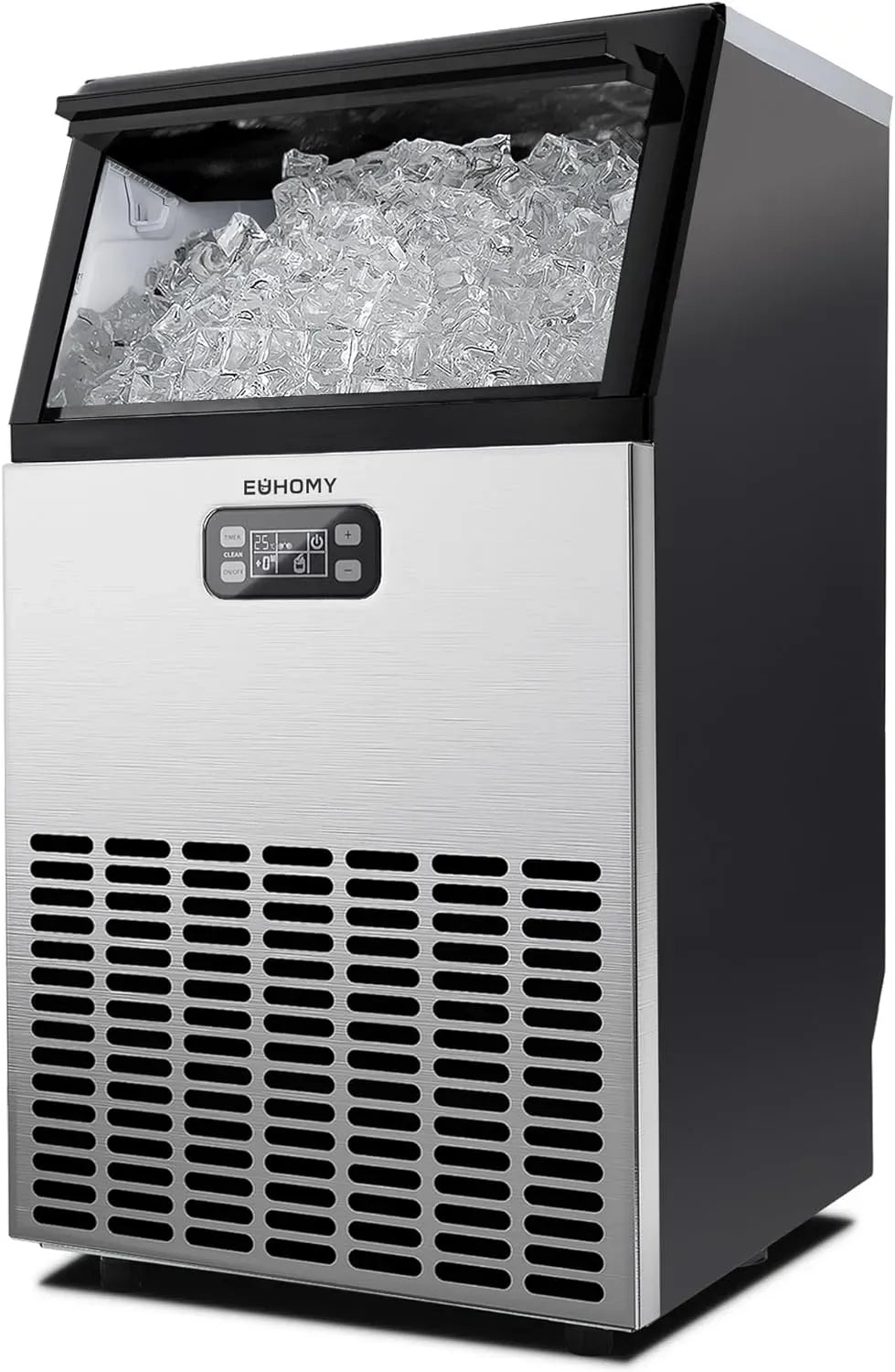 Eiswürfelmaschine, EUHOMY kg/24, freistehend, Timer, Edelstahl, ideal für Bars, freistehende Eismaschine mit Timer, 45 Std
