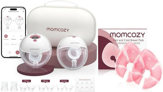 Milchpumpe, elektrische Stillpumpe, Pumpe zum Abpumpen von Muttermilch, Momcozy Wärmendes Set zur Unterstützung des Milchflusses