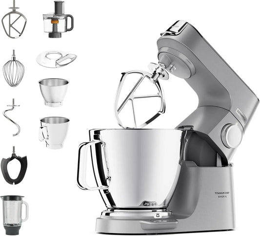 Kenwood KVL85.424SI 4-teiligem Küchenmaschine, 7 L, 1200 W, Gebäck, Silber, 7 L und 5L Rührschüssel