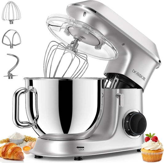 Küchenmaschine, 9.5 L, 1500 W, leise, 7 Geschwindigkeit Planetarisches Rührsystem, DOBBOR Rührmaschine mit Rührbesen, leise und multifunktional