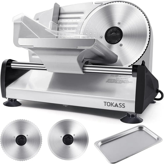 Aufschnittmaschine, Fleischschneider, Allesschneider, Brotschneider, Schneidemaschine für Lebensmittel, 200 W, 15 mm, gewerblich, Edelstahl