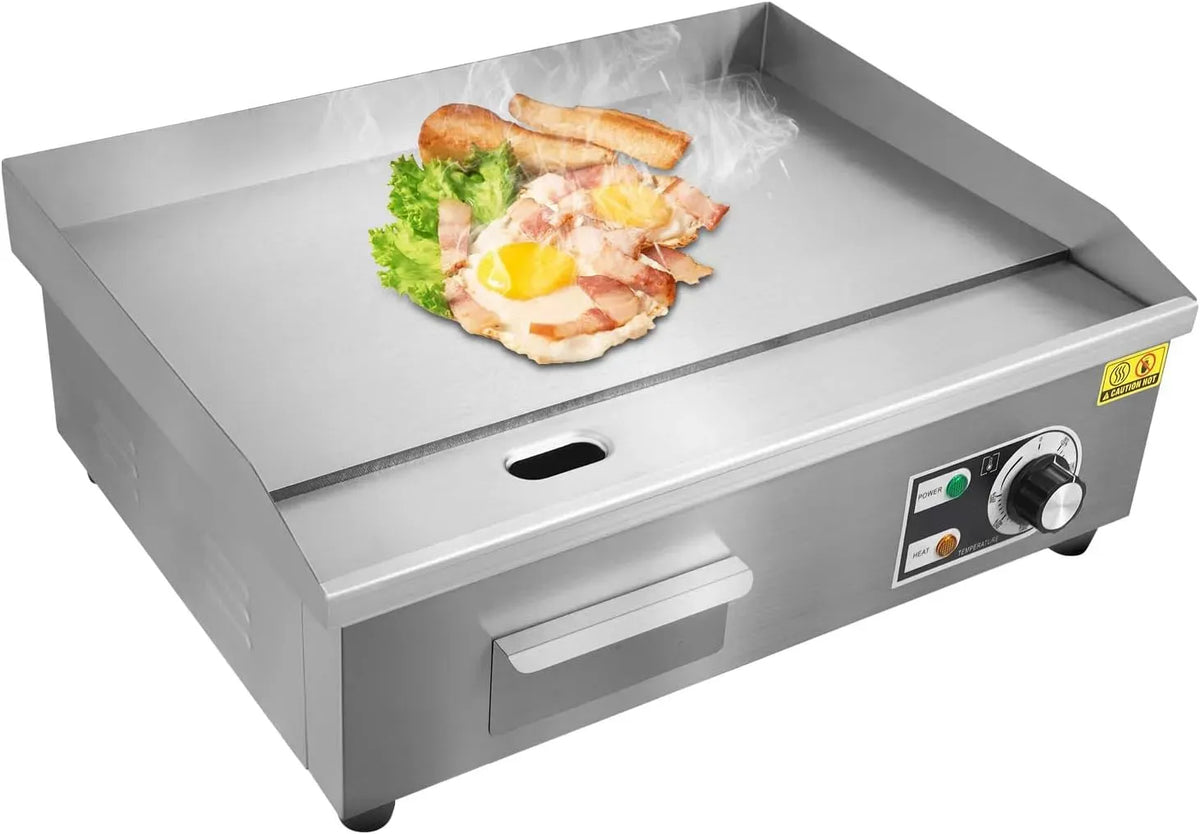 Elektrisch, Teppanyaki Platte, 55 x 30cm Verdickte Edelstahl-Eisenplatte, Einstellbare Temperatur 50–300 °C, Grillplatte Elektrisch