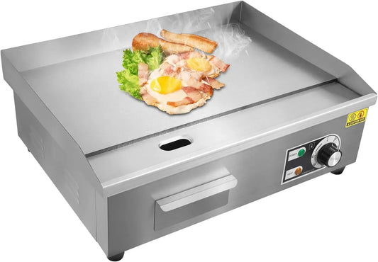Elektrisch, Teppanyaki Platte, 55 x 30cm Verdickte Edelstahl-Eisenplatte, Einstellbare Temperatur 50–300 °C, Grillplatte Elektrisch