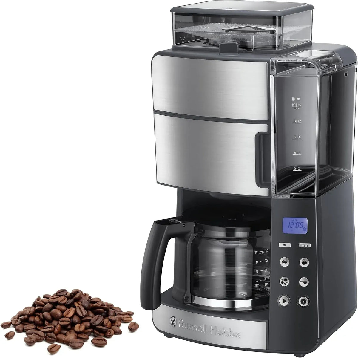 Russell Hobbs Kaffeemaschine, 10 Tassen, Kaffeebereiter, Filterkaffeemaschine Grind&Brew