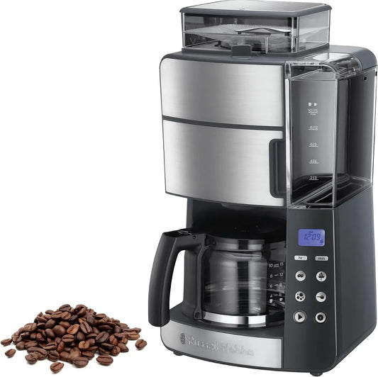 Russell Hobbs Kaffeemaschine, 10 Tassen, Kaffeebereiter, Filterkaffeemaschine Grind&Brew