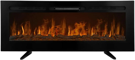 3D-Flammen Elektroheizung, Zeitschaltuhr, Elektrokamin, Wandkamin, elektrischer Kamin, 127cm, 950 W, 1850 W, 127 cm, Einbau, 3D-Optik, Wärmefunktion