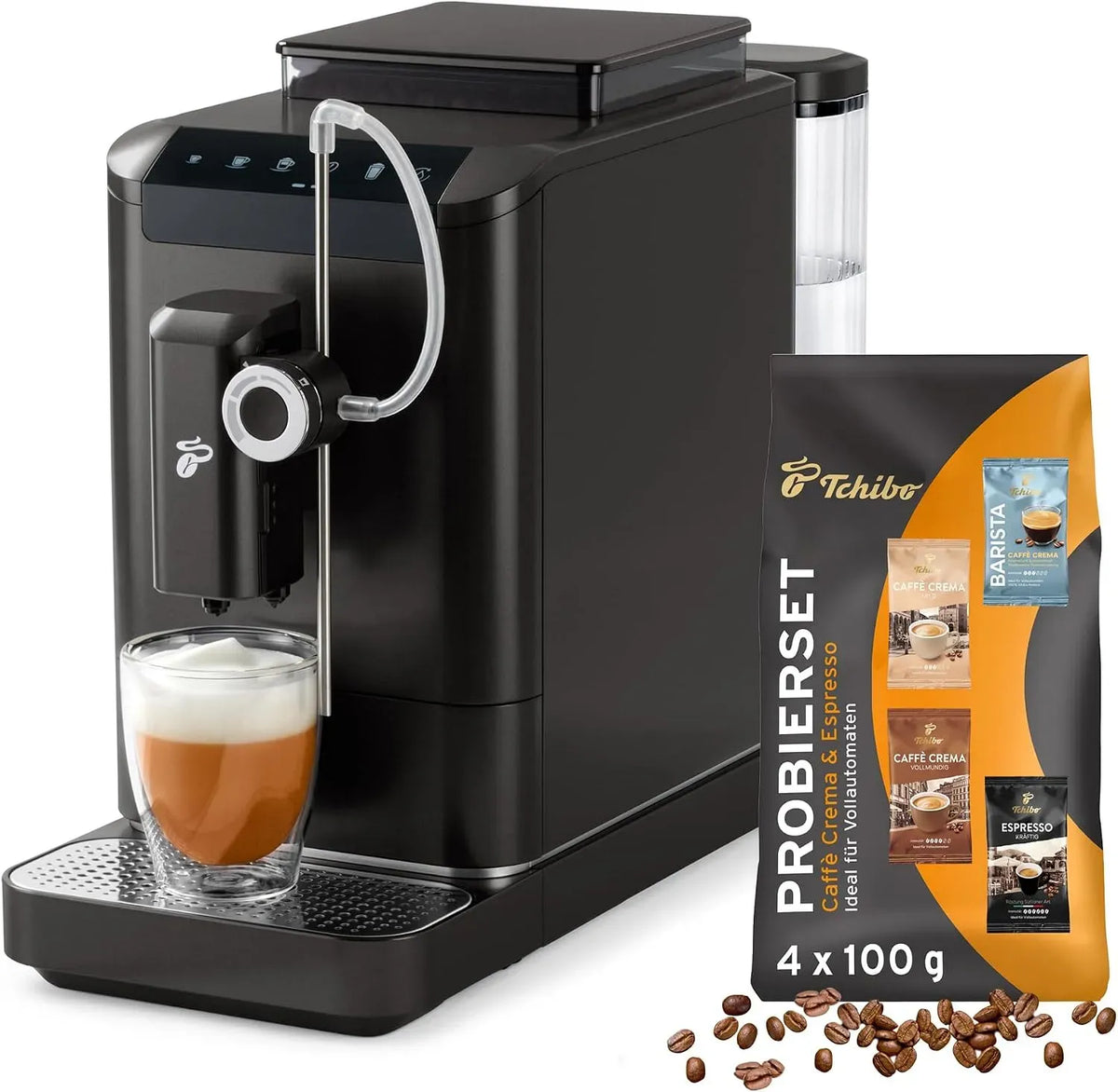 Kaffeevollautomat, Tchibo Esperto2 2-Tassen-Funktion, Touch-Bedienung, Schwarz, INKLUSIVE Kaffeeprobierset GRATIS